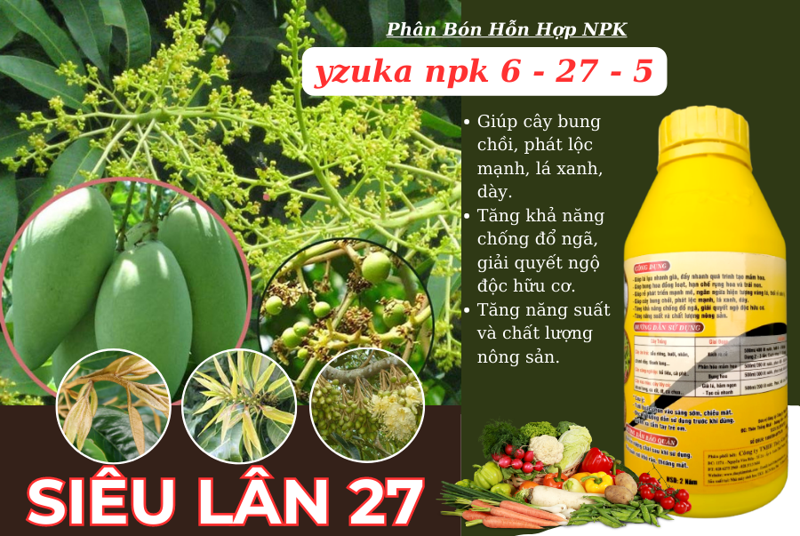 Phân Siêu Lân NPK 6 – 27 – 5 YZUKA: Siêu lân kích rễ Phân Siêu Lân NPK 6 – 27 – 5 YZUKA: Siêu lân kích rễ