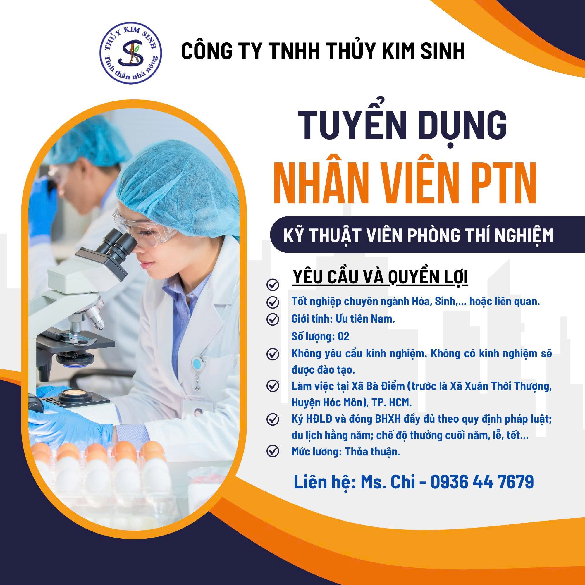tuyển dụng nhân viên phòng thí nghiệm